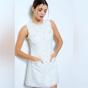 TNA White Textured Mini Dress
